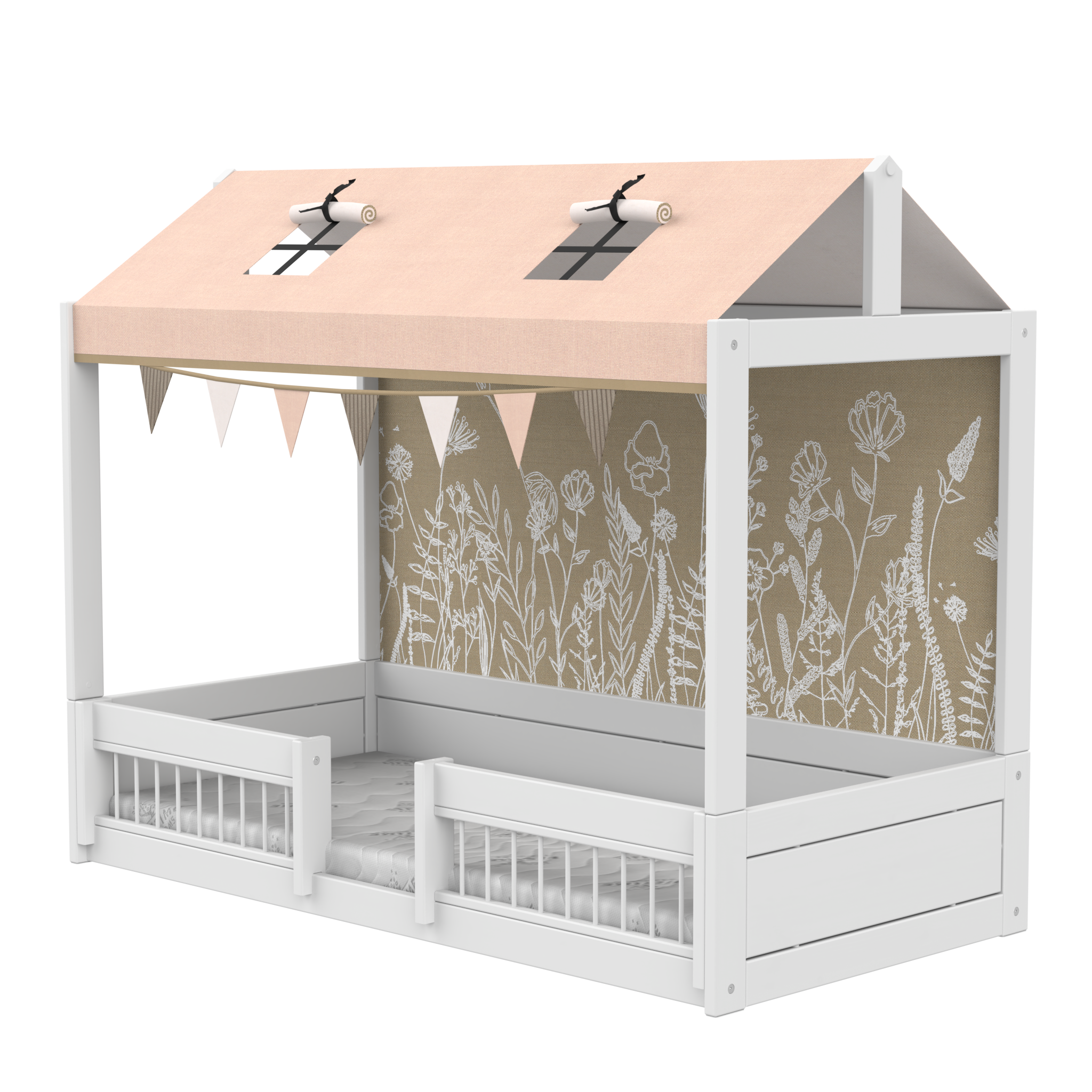 Lifetime Montessori Bett mit Dachkonstruktion & Bettfronten 90 x 200 cm