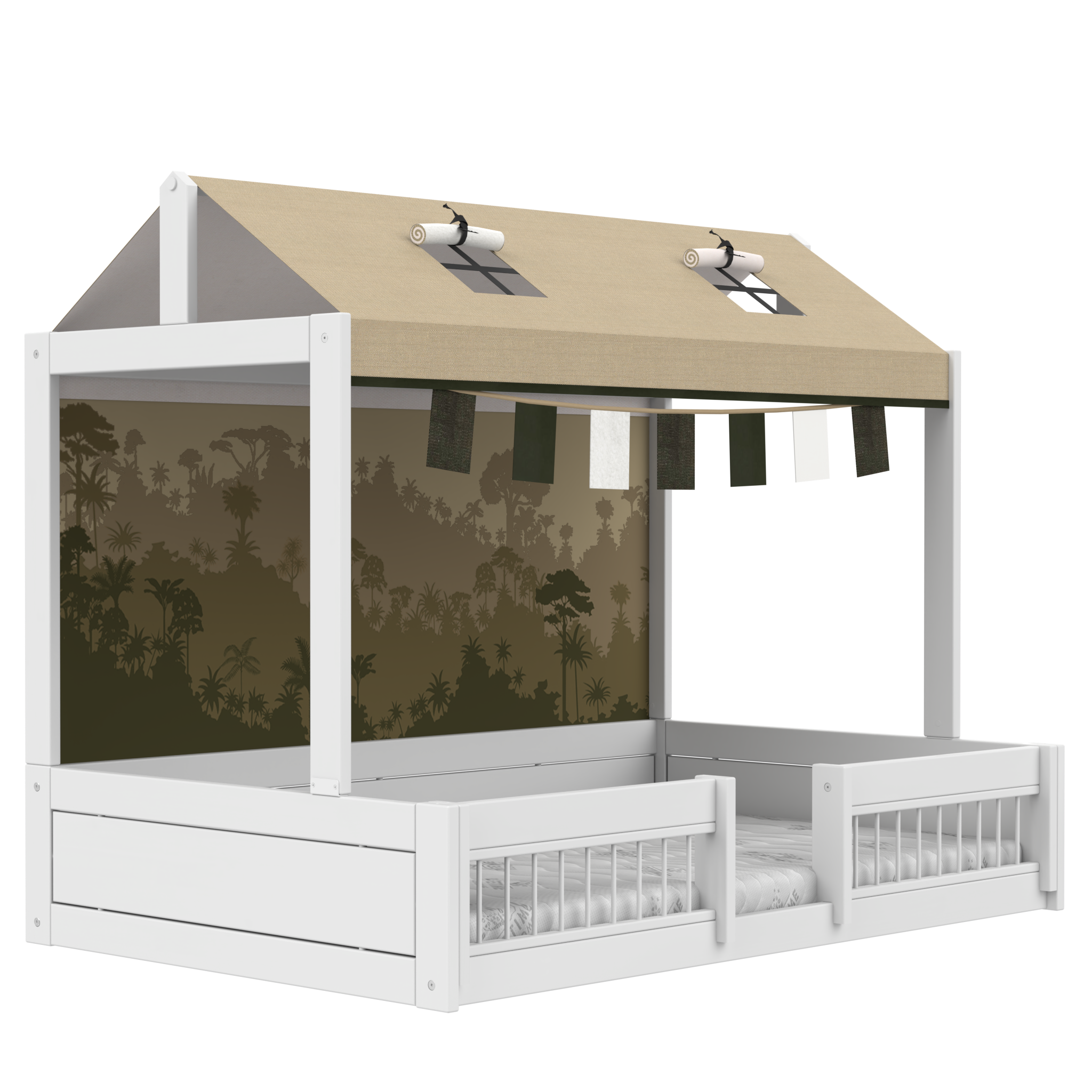 Lifetime Montessori Bett mit Dachkonstruktion & Bettfronten 120 x 200 cm