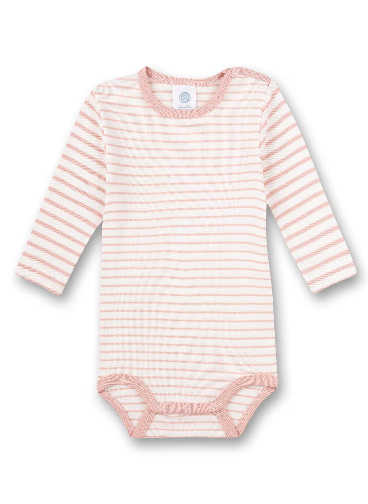 Sanetta Langarm-Body, rosa/weiß gestreift