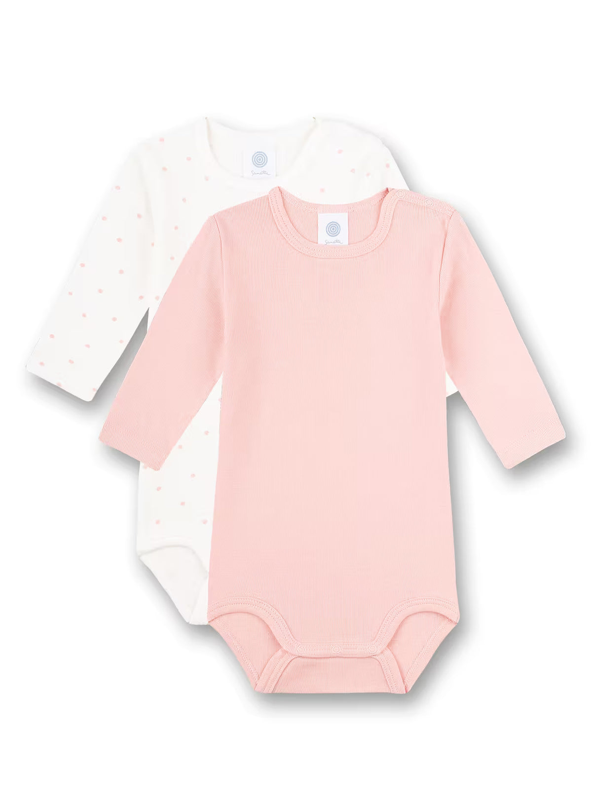 Sanetta Langarm-Body 2er-Pack, rosa/weiß