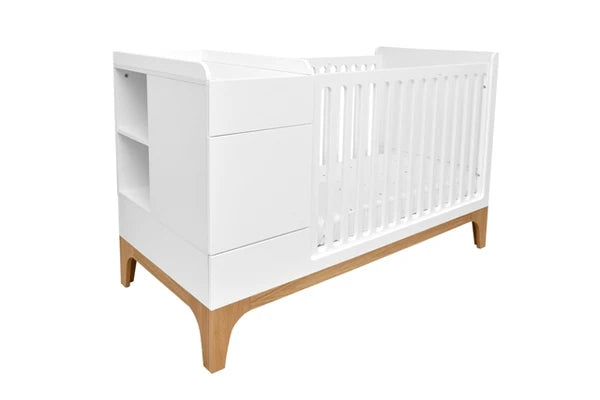 Bellamy multifunktionales Gitterbett UP! 70x120 cm/mit Umbau zum Kinderbett, weiß