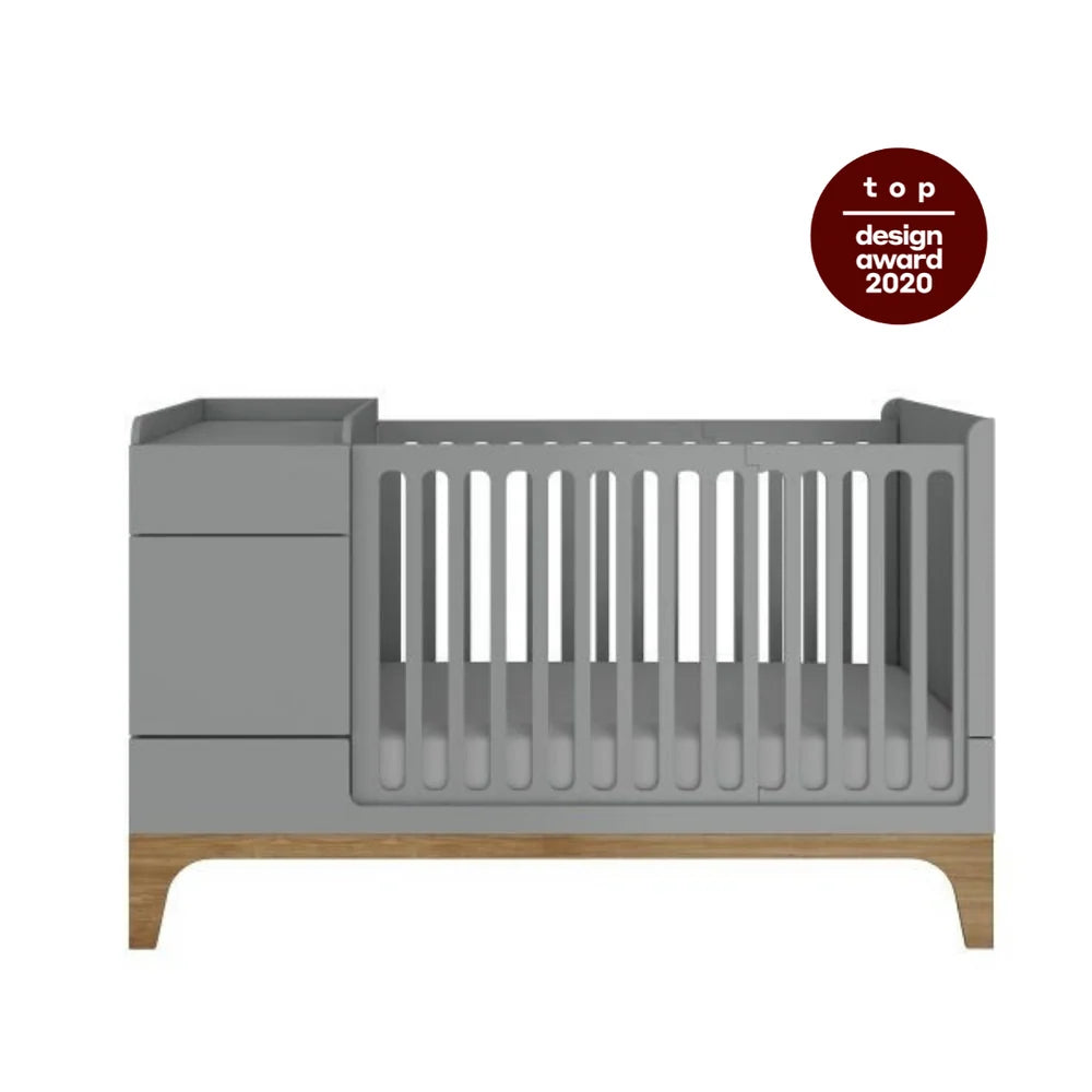 Bellamy multifunktionales Gitterbett UP! 70x120 cm/mit Umbau zum Kinderbett, grau