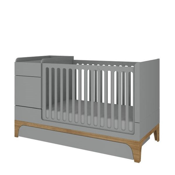 Bellamy multifunktionales Gitterbett UP! 70x120 cm/mit Umbau zum Kinderbett, grau