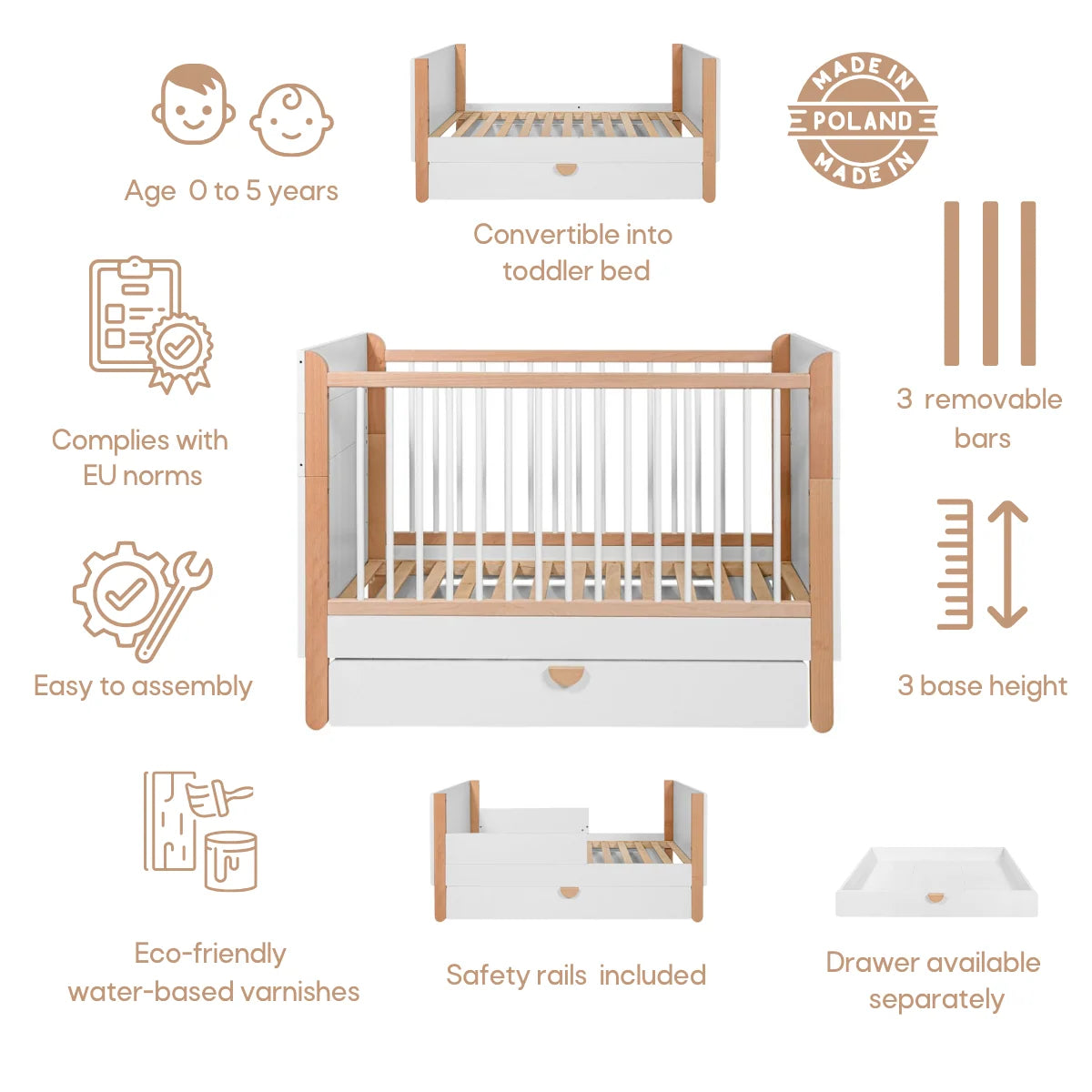 Bellamy Babybett 60x120 cm Ratata