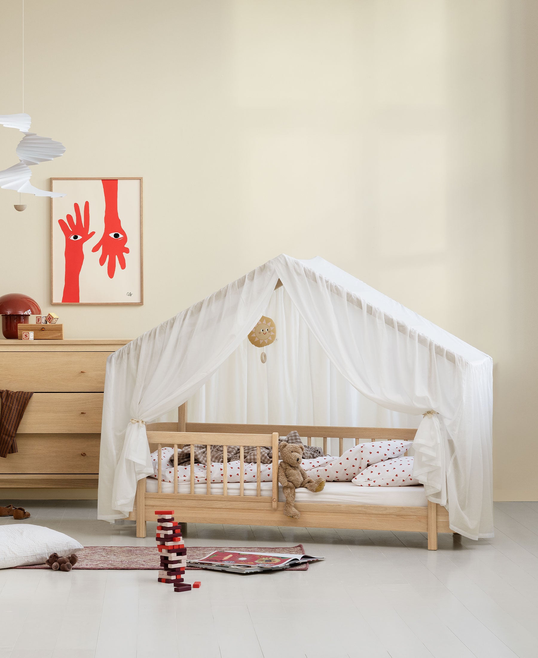 Oliver Furniture Wood Mini+ Hausbett-Zelt, transparent weiß