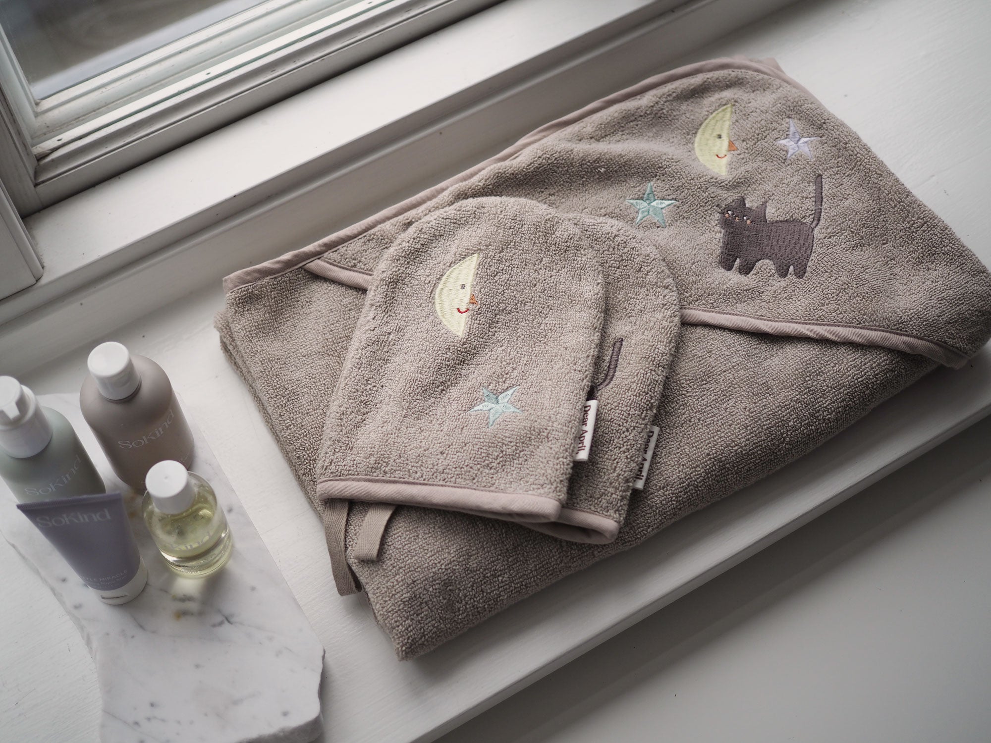 Dear April Paw Waschlappen 2er-Pack, Moon Cat