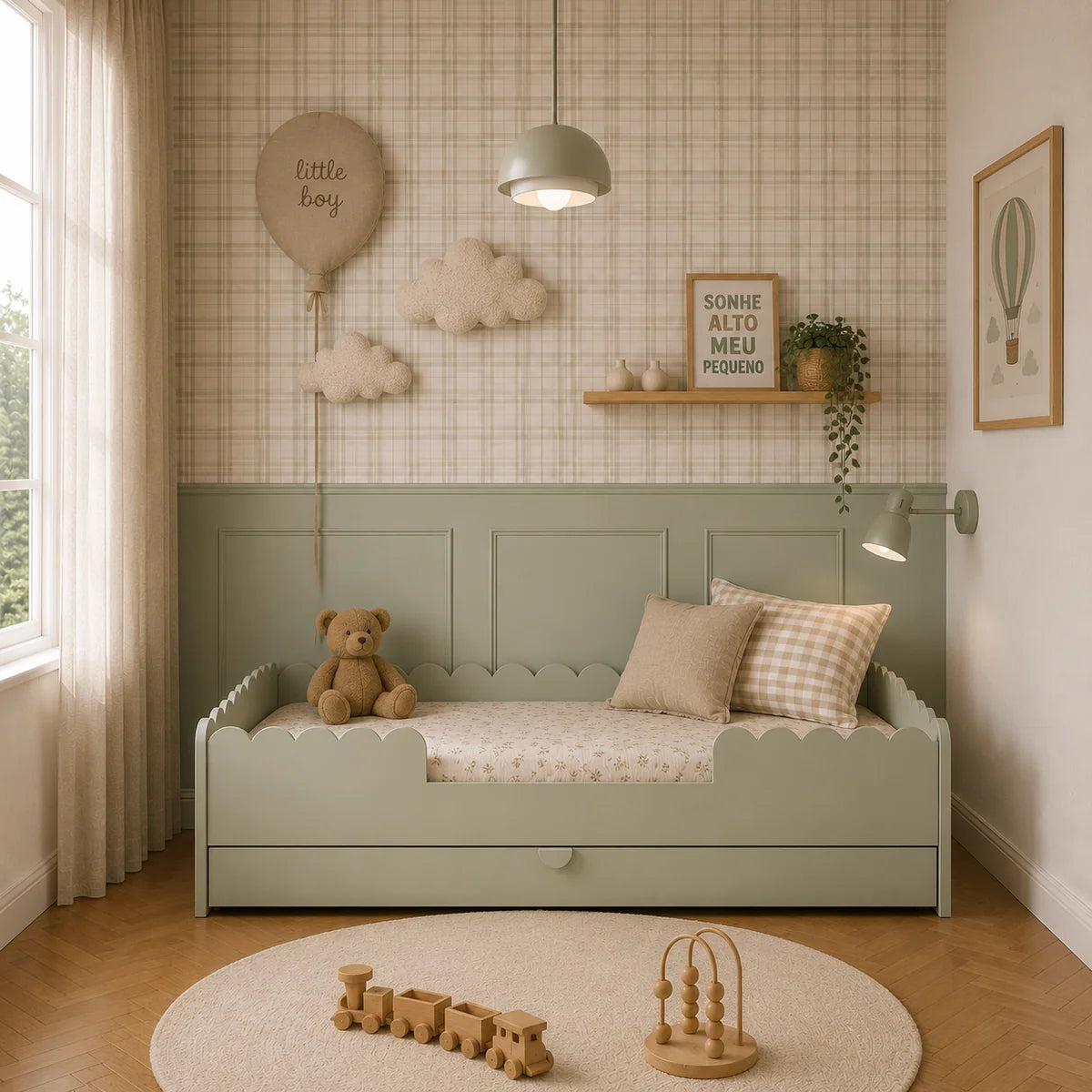 Bellamy Bodenbett 80x160 cm Book Nook, salbeigrün