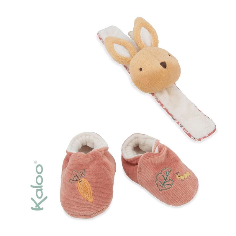 Kaloo Geschenk-Set Schuhe & Rassel-Armband, Hase