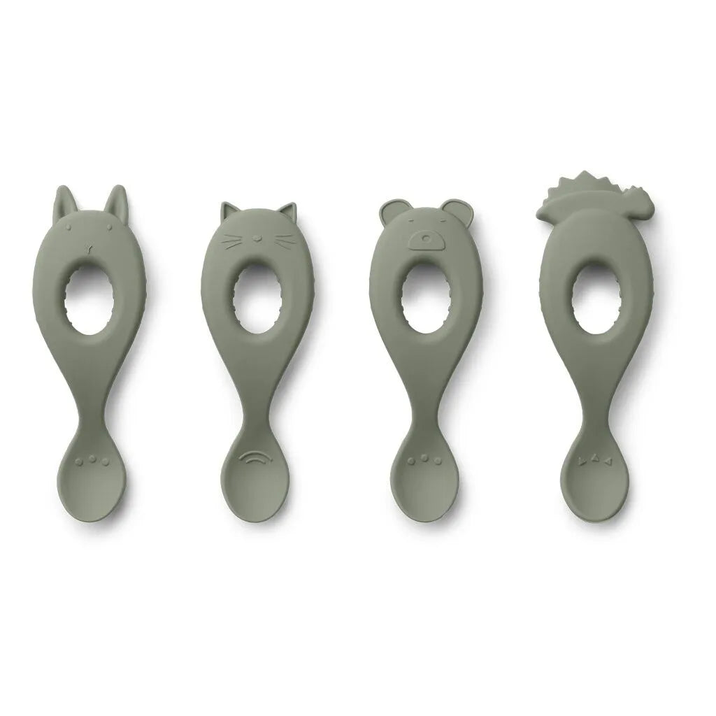 Liewood Silikon-Löffel Liva, 4er-Pack, faune green