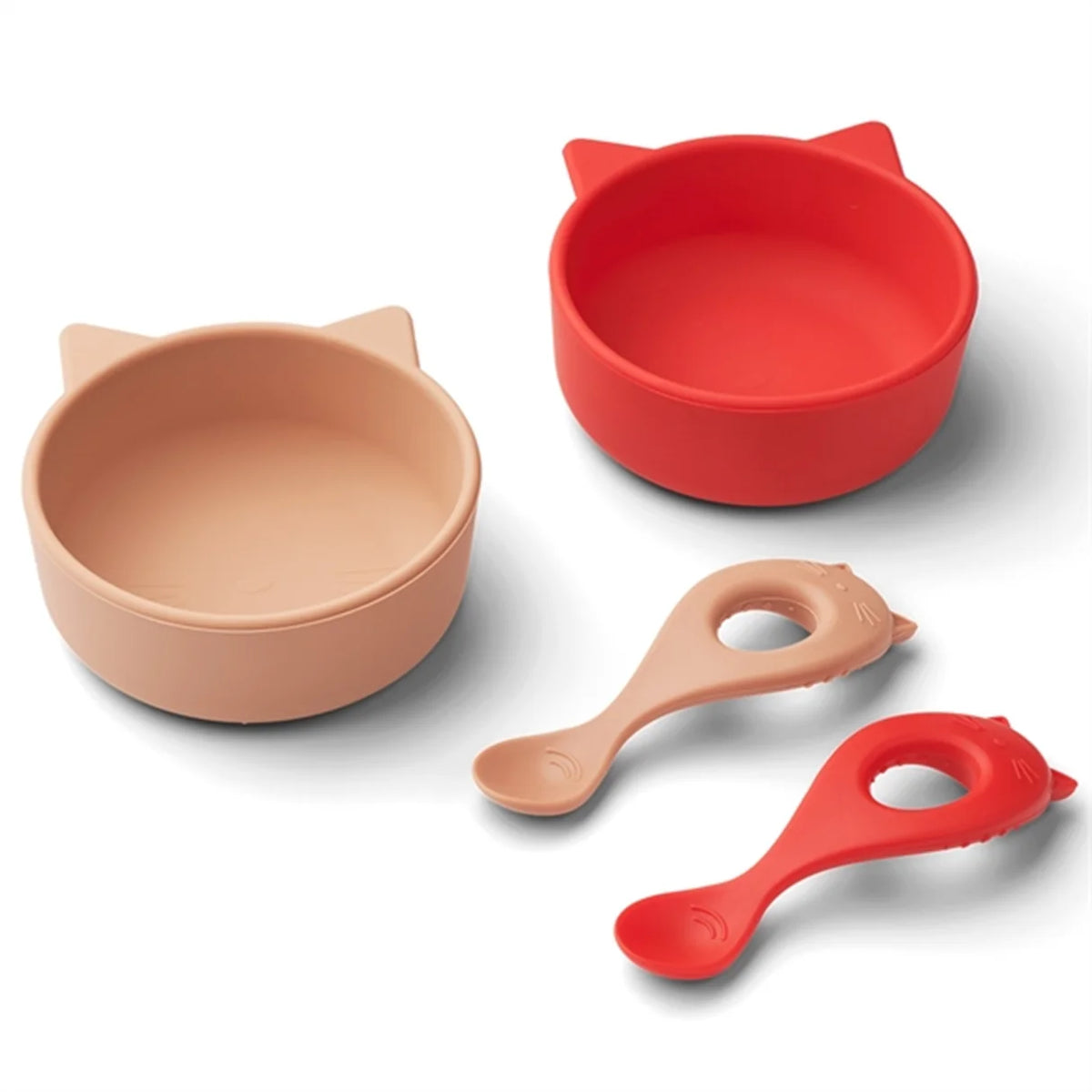 Liewood Geschirr-Set Evan, Cat apple red/tuscany rose mix