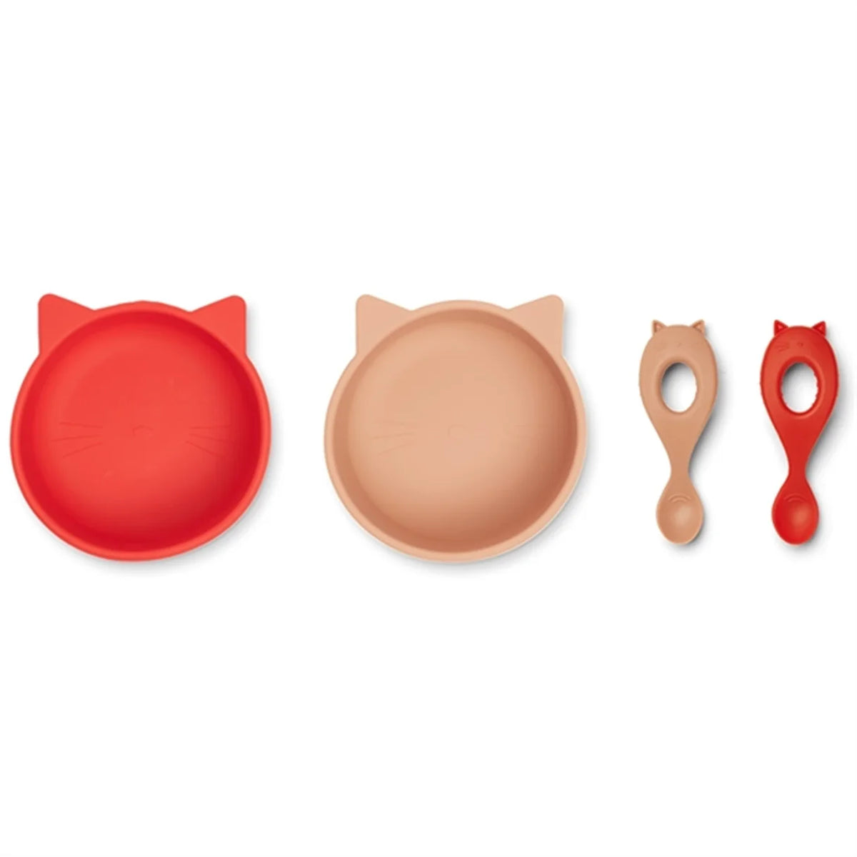 Liewood Geschirr-Set Evan, Cat apple red/tuscany rose mix